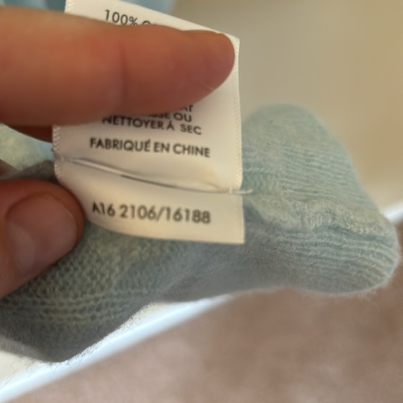 White + Warren Light Blue 100% Cashmere Open Front Cardigan Size Large - Picture 4 of 8